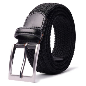 [LCG LUCHENGYI Elastic Belt] LCG LUCHENGYI Unisex Braided Elastic Belts | Stretch Woven Fabric with Square Buckle for Jeans, Golf Shirts, and Casual Wear | Black, Adjustable Fit, Structured Design, Durable Belt Fabric