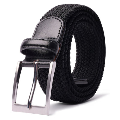 [LCG LUCHENGYI Elastic Belt] LCG LUCHENGYI Unisex Braided Elastic Belts | Stretch Woven Fabric with Square Buckle for Jeans, Golf Shirts, and Casual Wear | Black, Adjustable Fit, Structured Design, Durable Belt Fabric