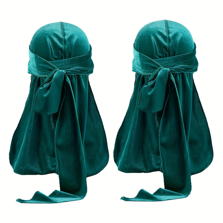 Durags en velours pour hommes - Longue queue, brillant, bonnet pour cheveux stylés