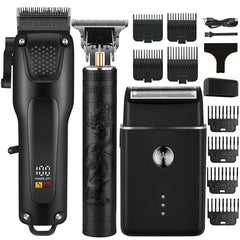 3pcs Men'S Professional Hair and Beard Grooming Kit Cordless Clippers