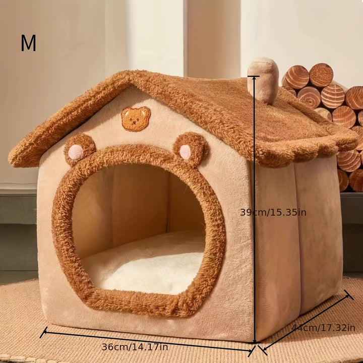 1pc Pet Bed House For Cats, Removable And Washable Cat House, Winter Warm Cat Bed Soft And Comfortable Puppy Cave Nest Christmas Gift