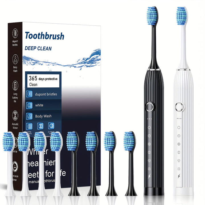 Rechargeable 2-in-1 Smart Electric Toothbrush - Dual Pack for Adults with Soft Bristles, Water Flosser, USB Charging, 500mAh Lithium Polymer Battery - ≤36V for Deep Clean Oral Care Combo Set