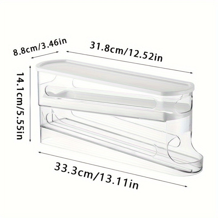 Automatic Egg Storage Box for 12-14 Eggs with a Double-Layer Sliding Design - a Fresh Egg Organizer with a Flip Cover