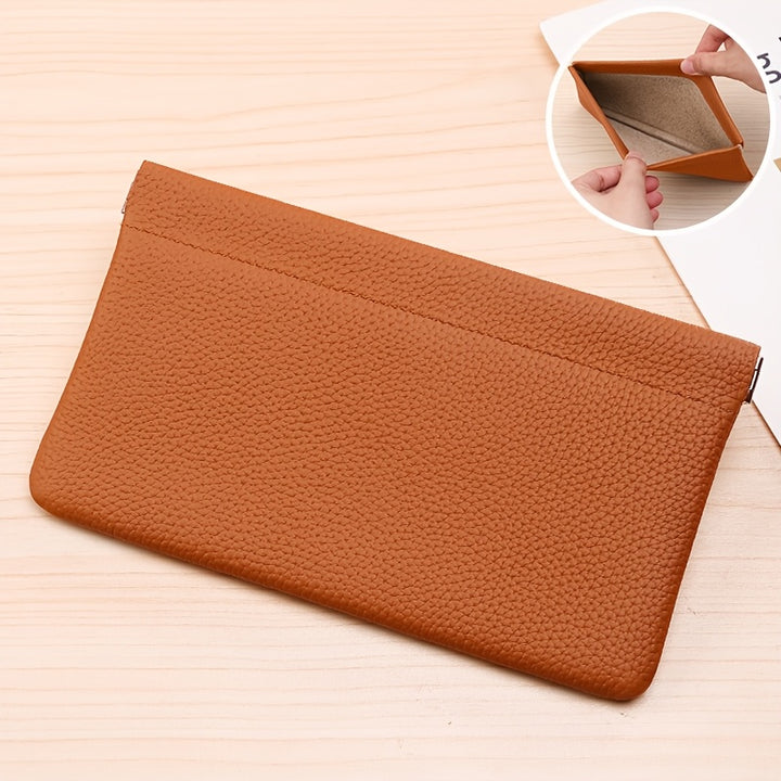 GERUOLA Genuine Leather Long Wallet - Simple Style, Self-Closing, Passport & ID Holder, Multi-Purpose Storage for Travel & Daily Use