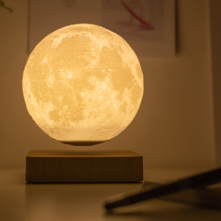 Romantic Decorative Interior Atmosphere Lamp Star Night Light Moon Levitating Moon Table Lamp, Magnetic Floating Night Light With 3 Lighting Modes, 3D Printed Levitation Bedside Table Lamp For Office Bedroom Home Decoration