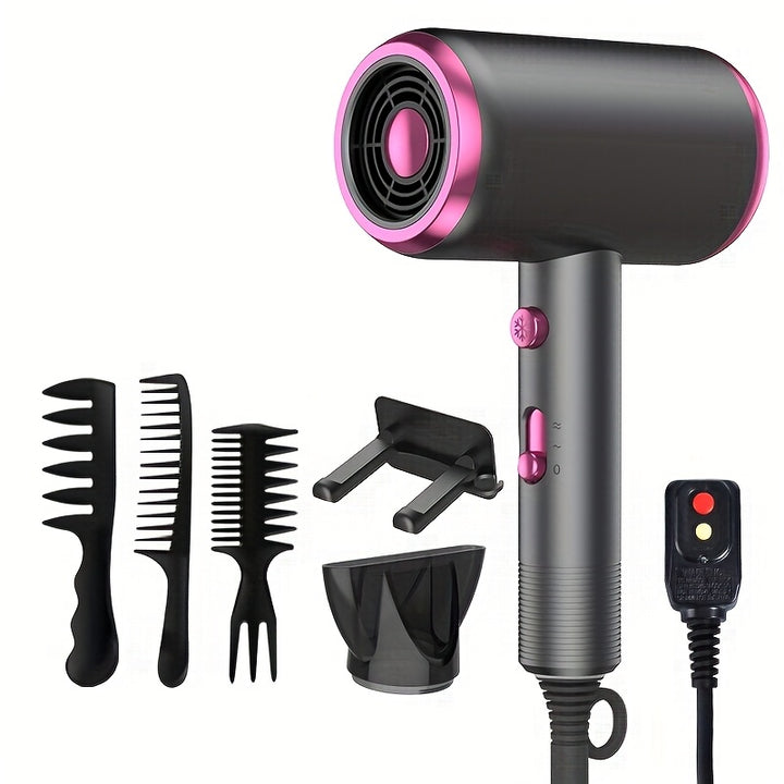 [Ionic Hair Dryer] 1800W Ionic Hair Dryer with Diffuser | 2 Speeds, 3 Heating and Cooling Buttons | For Straight and Curly Hair | Home, Travel, and Salon Use