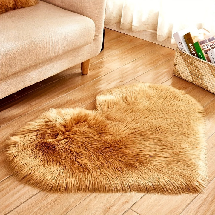 Heart Shaped Fluffy Shaggy Faux Fur Rug - 1pc Plush Carpet for Living Room Bedroom Sofa - 50*60cm/19.68*23.62in Area Mat