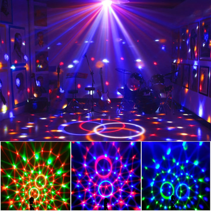 1pc Voice-Controlled RGB Disco Ball Light with Remote - 7 Modes, USB Powered, Color-Changing LED for Home, Parties, Karaoke, Weddings | Sleek Black Design with Adjustable Stand