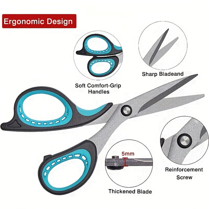 Teflon-Coated Scissors That Won'T Stick, Suitable for Home And Office Use, Rust-Free Shears Ideal for Kitchen Tasks, And Comfortable Grip Scissors for Arts, Crafts, And DIY Projects in Classrooms.
