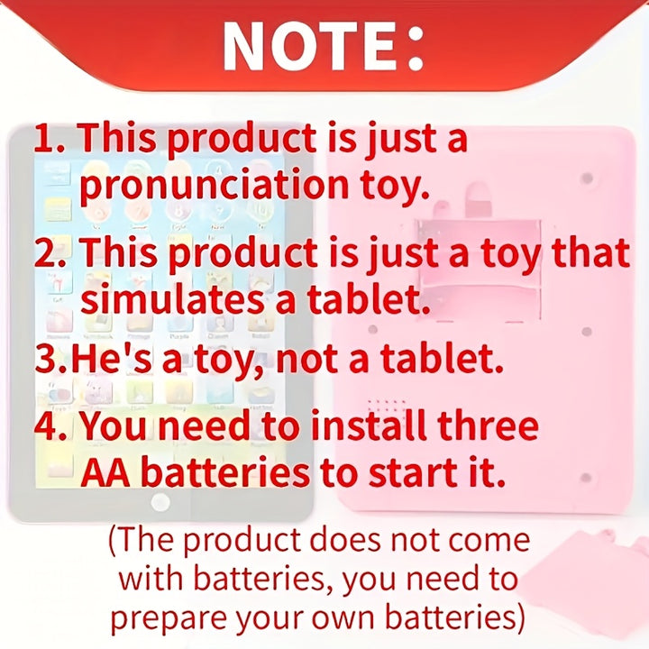 Youngsters' Educational Tablet Toy - Fun Learning Pad Toy for Boys & Girls, Battery-Powered, Multicolor