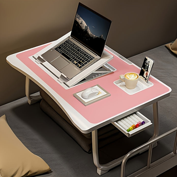 Portable Laptop Bed Table With Cup Holder, Multifunctional Tray Holder With Tablet Card Slot