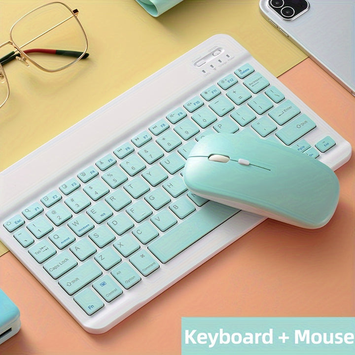 Ultra-Slim Wireless Keyboard And Mouse Set, Portable BT Keyboard And Mouse Combo, Suitable For IPad, Tablet, Laptop, Office Computer Keyboard.