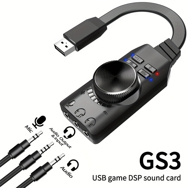 7.1 Channel External USB Computer Game Audio Card For Gaming External USB 3.5mm Adapter Audio Card Plug And Play PC Laptop