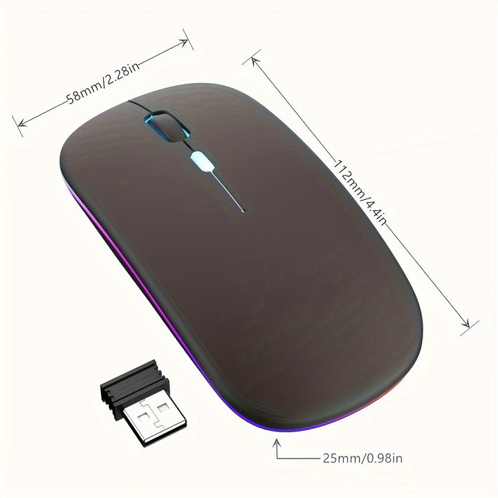 Mouse Sem Fio, Brilhante, Mouse Dual-mode Ultra-fino Silencioso Portátil USB Óptico 2.4G/5.0 Sem Fio Dual-mode, Mouse Óptico Sem Fio Móvel Com Receptor USB, Mouse Portátil para Computador