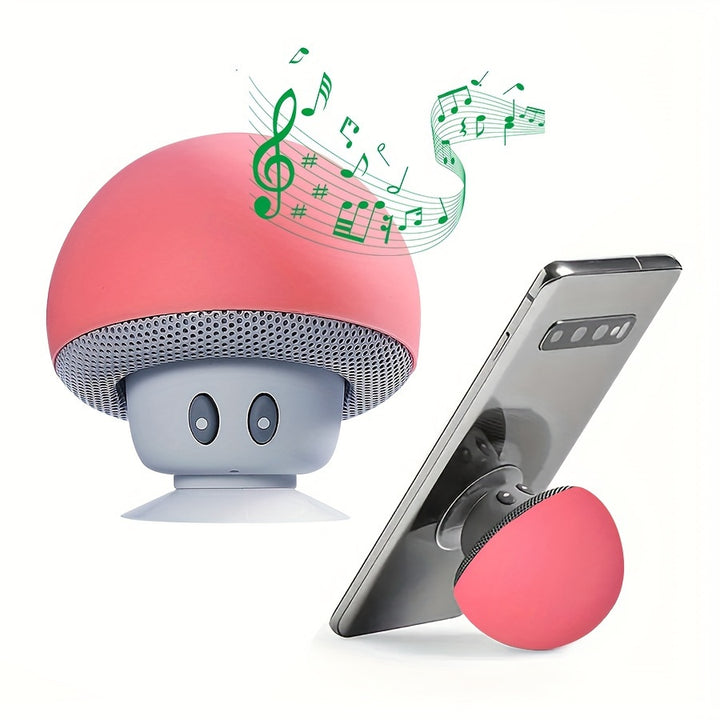 A Mushroom Portable Wireless Speaker with Suction Cup Holder, Stereo Sound Effects, Button Control, USB Rechargeable, 200Mah Battery, Wireless Compact Subwoofer for Smartphones/ Tablets, Perfect for Travel And Outdoor Use