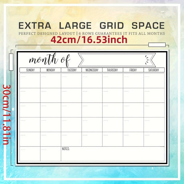 1pc Magnetic Fridge Calendar - Strong Magnetic Backing, Smooth Dry Erase Surface, Practical Calendar, Durable Whiteboard - Perfect for Kitchen Organization, Meal Planning, Family Planners, Reminders, and Notes on Refrigerator