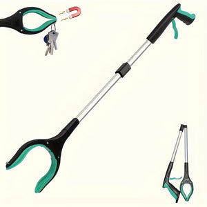 Lightweight 33-Inch Extendable Reacher - Foldable Grabber Tool for Seniors with 360° Rotating Jaws for Easy Trash Pickup & Mobility Assistance