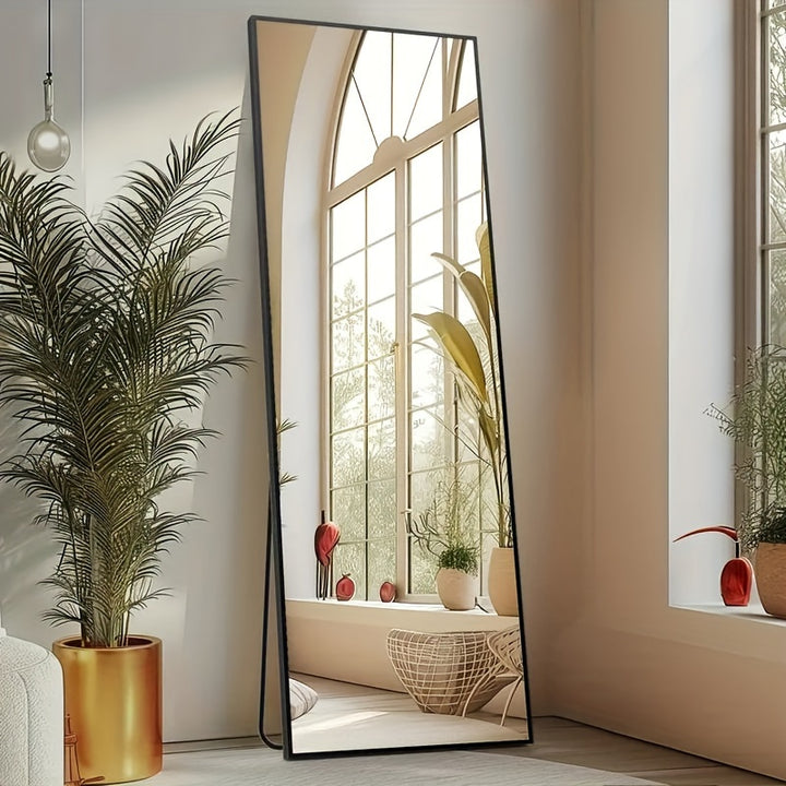 [LED Lighted] Arched Full-length Dressing Mirror - Aluminum Frame with LED Light - For Bedroom or Living Room Use