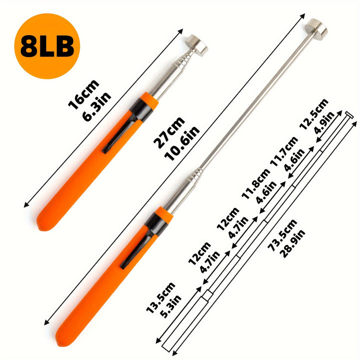 1pc Magnet Pickup Tool, Orange Telescopic Adjustable Magnetic Pick-Up Tools Picking Up Small Pieces