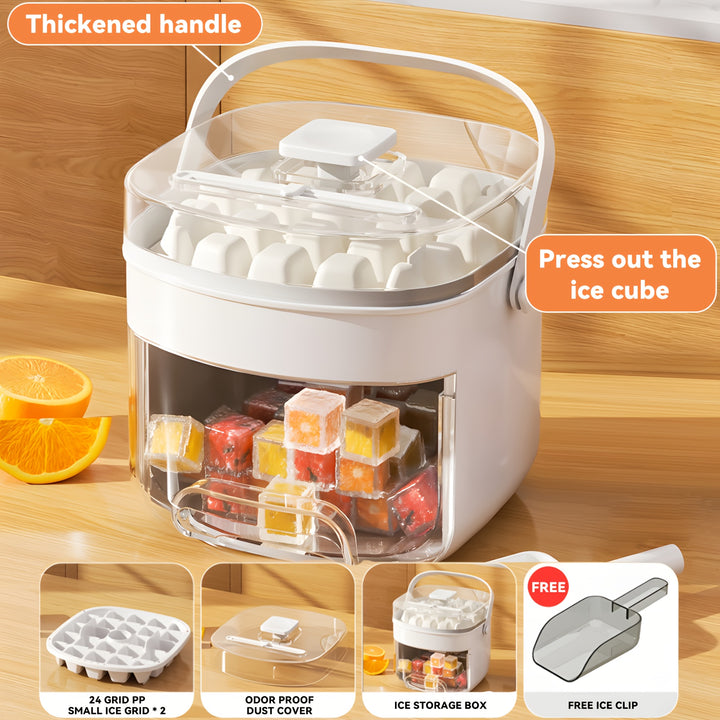 48 Extra-Large Ice Maker - Double Layer, Food Grade Plastic Storage Tray - Portable Design For Beverages, Tea & Coffee, Essential Kitchen Gadget.
