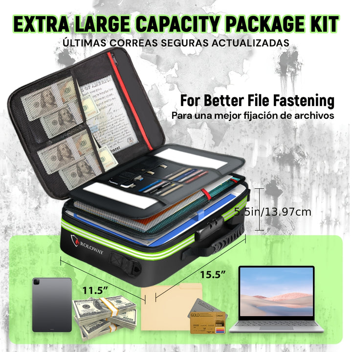 1 Pc Fireproof Document Bag With Lock & Reflective Strip (17 X 11.8 X 5 Inch), Important Document Storage Bag With Multi-Layer File Organizers Valentine's Day