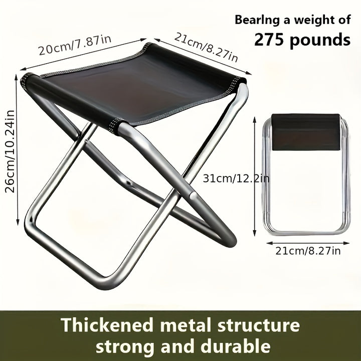 1pc Ultra Compact Folding Stool - Lightweight & Durable Aluminum Alloy Frame, Quick-Fold Design for Travel, Camping, Fishing, Beach, and Outdoor Adventures - Portable & Easy to Carry, Beach Stool | Modern Outdoor Stool | Dura