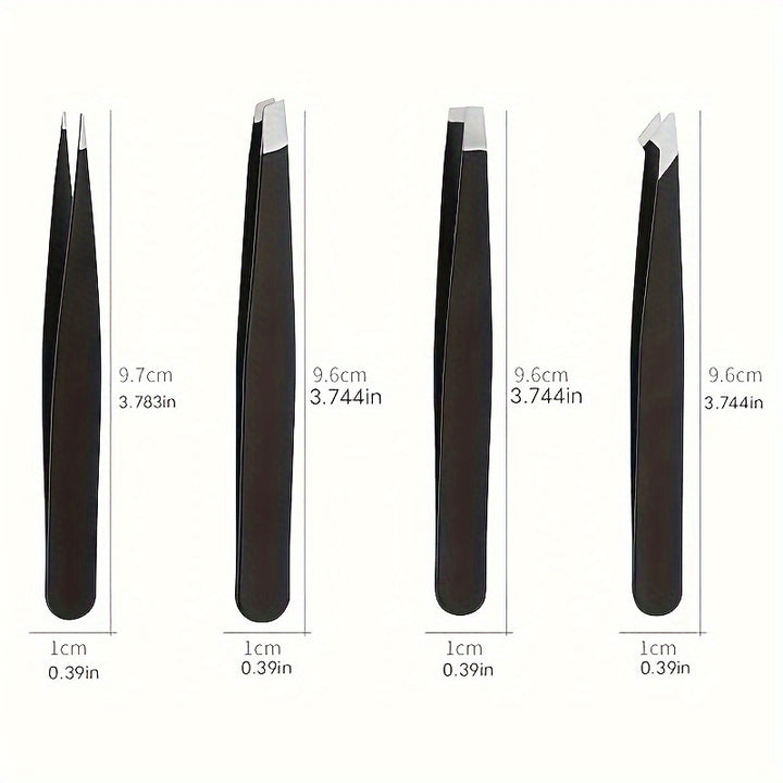 1pcs/4pcs Professional Tweezers, Precision Tweezers Kit, Slant/Pointed/Curved/Flat Tips For Eyebrow, Ingrown Hair, Splinter Removal