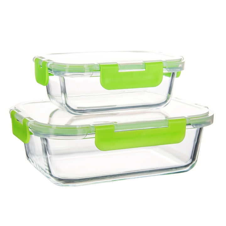 2/10 Stück Glas-Mahlzeitvorbereitungsbehälter Set, Lebensmittelaufbewahrungsbehälter mit luftdichten Deckeln, Glas-Lunchboxen für Zuhause, Küche, Büro-Lunch