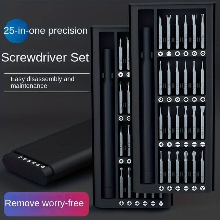 24-in-1 Multi-Functional Precision Screwdriver Set, Stainless Steel, Complete Tool Bit Removal for Mobile Phones & Tablets with Compact Carrying Case, Professional Electronic Device Maintenance Tool Kit