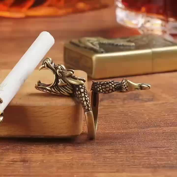 High Quality Metal Dragon Design 1 Stylish Cigarette Holder Ring - Unique Dragon Grip, Accessories for Smoking Lovers to Enhance Smoking | Dragon Design Rings | Detailed Dragon Design