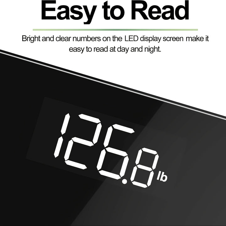 OPUMP Balance Numérique Haute Capacité - Précise, Sûre & Facile à Lire avec Écran LCD Rétroéclairé, Inclut 3 Piles AAA, Supporte jusqu'à 400lbs, OPUMP