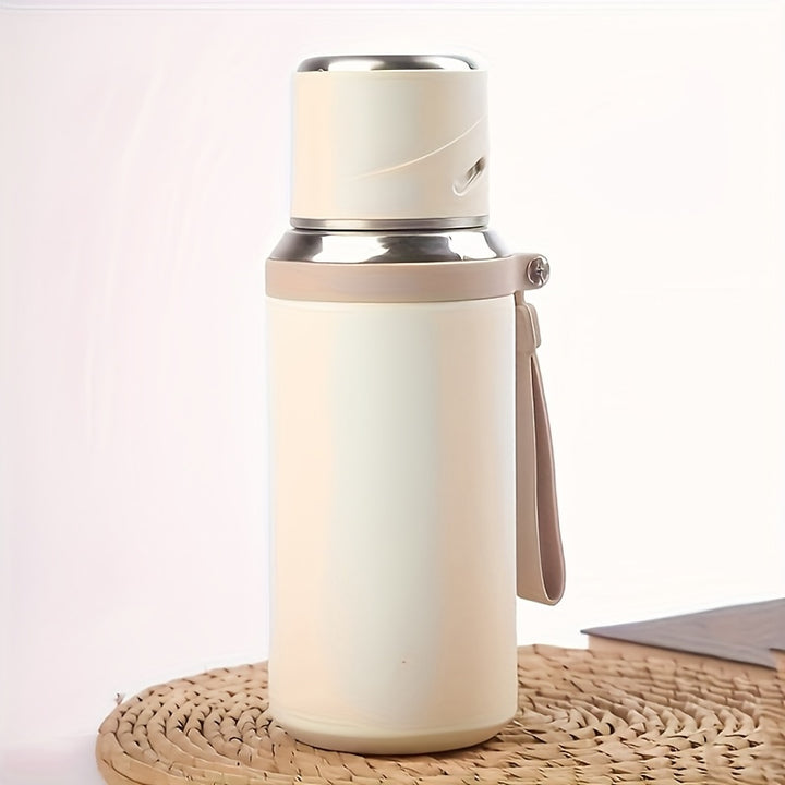 1pc 600ml 21 Oz Grande Capacité Bouteille Sous Vide en Acier Inoxydable 316, Cap & Tasse 2 Bouteille d'Eau Chaude, Tasse d'Eau Chaude, Double Isolation, Ultra Portable, Design Polyvalent, Parfait Pour Voyage, Maison, Bureau, École Et Anniversaire Unique