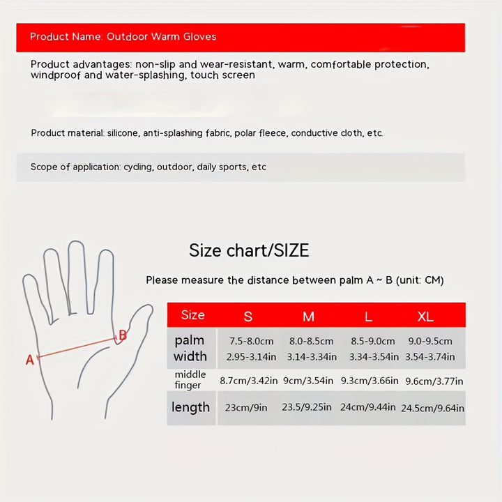 Warm Touchscreen-Friendly Vilico Winter Cycling Gloves - Windproof Polyester Ski & Bike Gloves with Zipper Closure and Adjustable Strap, Available in Black, Charcoal, and Blue