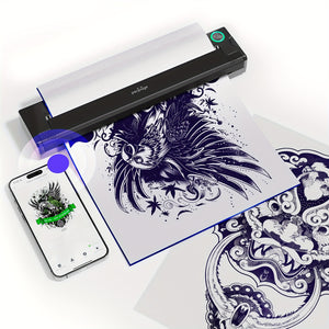 Peripage P90 Tattoo Stencil Printer Tattoo Printer Thermal Printer For DIY Tattoo, Valentine'S Gift Mini Portable Printer, Compatible With Smartphone And PC, IOS, Android, With 5pcs A4 Tattoo Paper