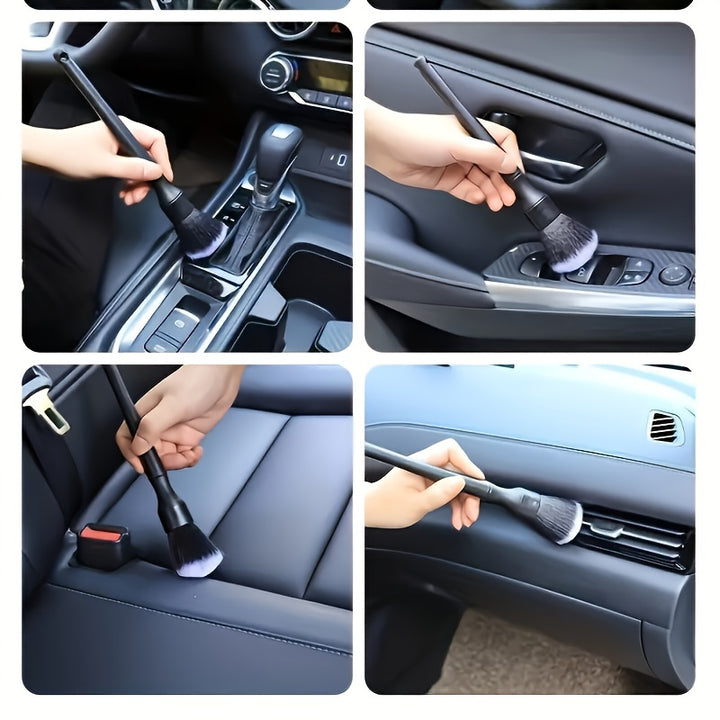 Durable Soft Bristle 1pc Car Interior Detailing Brush - Black, Fluffy Head for Efficient Dashboard & Touchscreen Cleaning, Car Brush with Plastic Handle