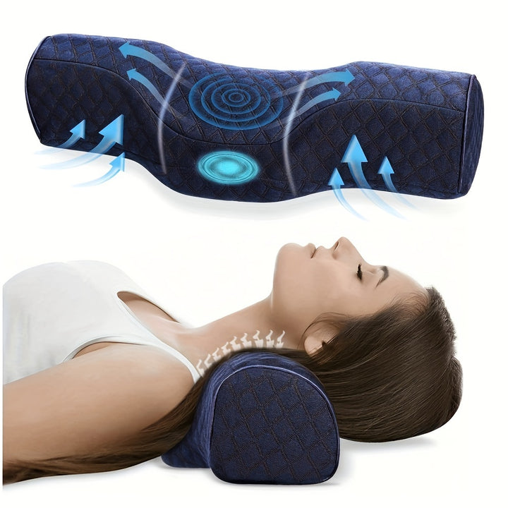 Memory Foam Cervical Neck Pillow - 1pc Neck Bolster Pillow for Stiff Neck, Neck Support for Side Back Sleepers Bed Pillow