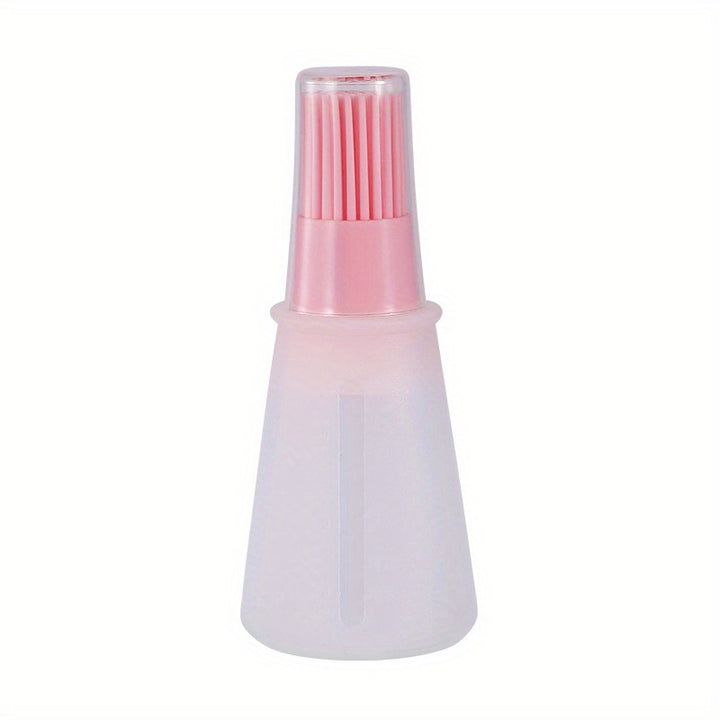 1pc Portable Silicone Oil Bottle With Brush Grill Oil Brushes Pastry Plastic Kitchen Oil Bottle Outdoor Baking BBQ Brush