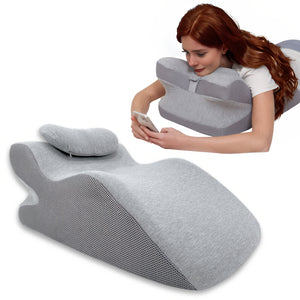 [Rebote Lento] Almohada en Forma de Cuña | Cojín en cuña con reposacabezas | Espuma de Rebote Lenta y Soportiva | Funda Lavable y Removible 50D | Para espalda, cuello y piernas | Multifuncional