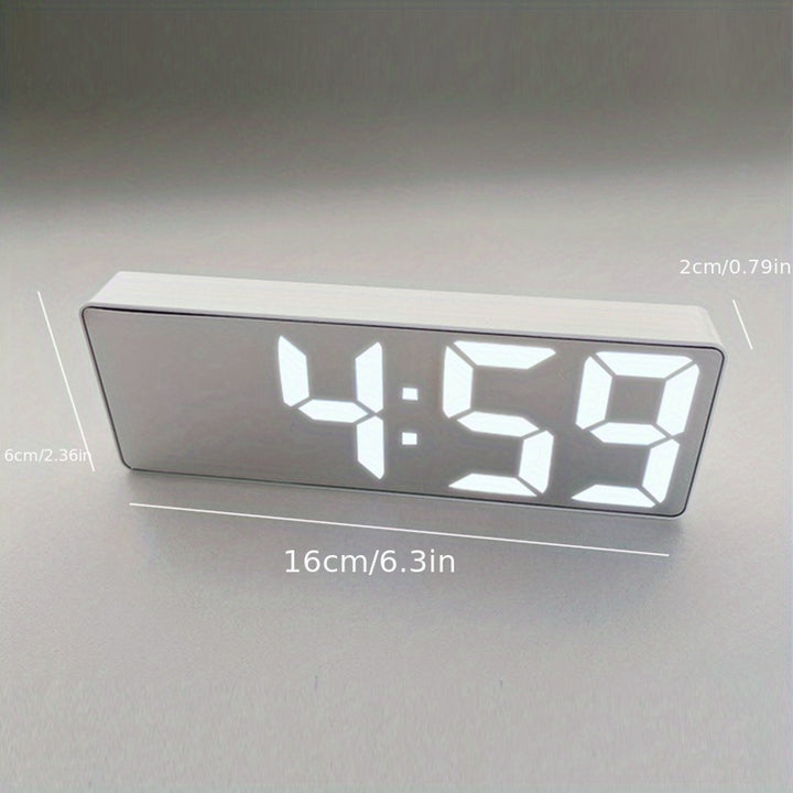 1pc Latest Digital Clock, LED Alarm Clock For Bedroom, Electronic Desktop Clock With Temperature Display, Adjustable Brightness, 12/24 Hours, Hour Clock For Bedroom (No Battery And Adapter)