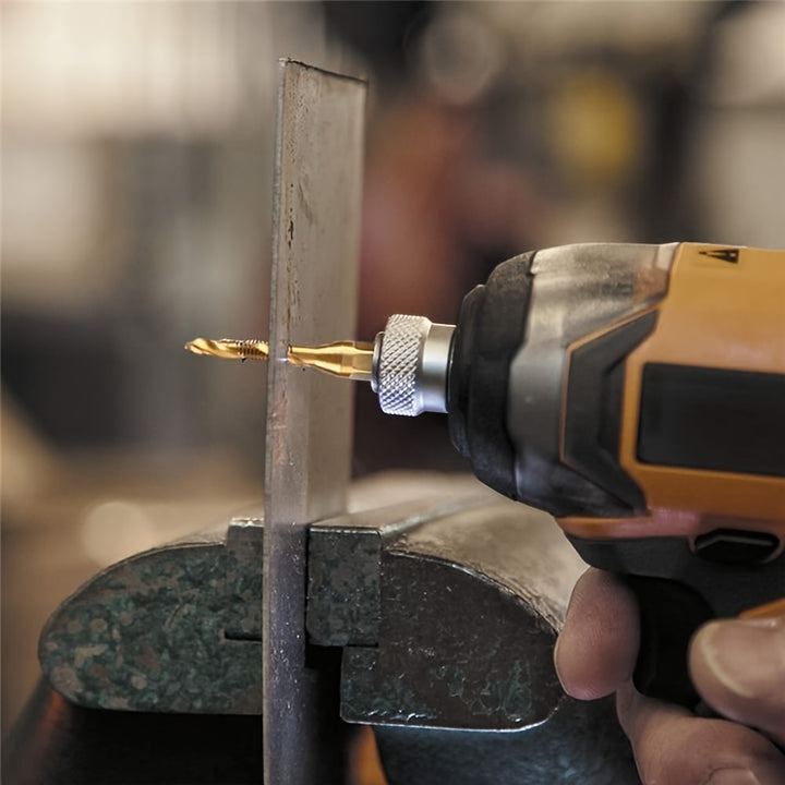 [Titanium Drill Bit Set] GOXAWEE 6pcs Titanium Drill Tap Combination Bit Set - 1/4" Hex Shank Screw Tapping Countersink Drill Bits - Metric Thread M3 M4 M5 M6 M8 M10 Taps Tool for Wood, Plastic & Metal