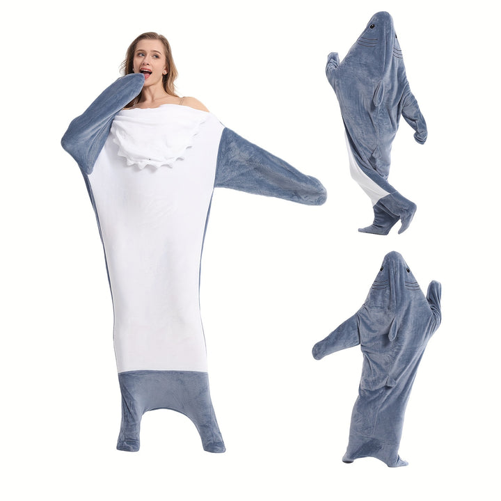 Vintage Style Shark Blanket - Cozy, Machine Washable Polyester Onesie | Unique Christmas Gift for Adults