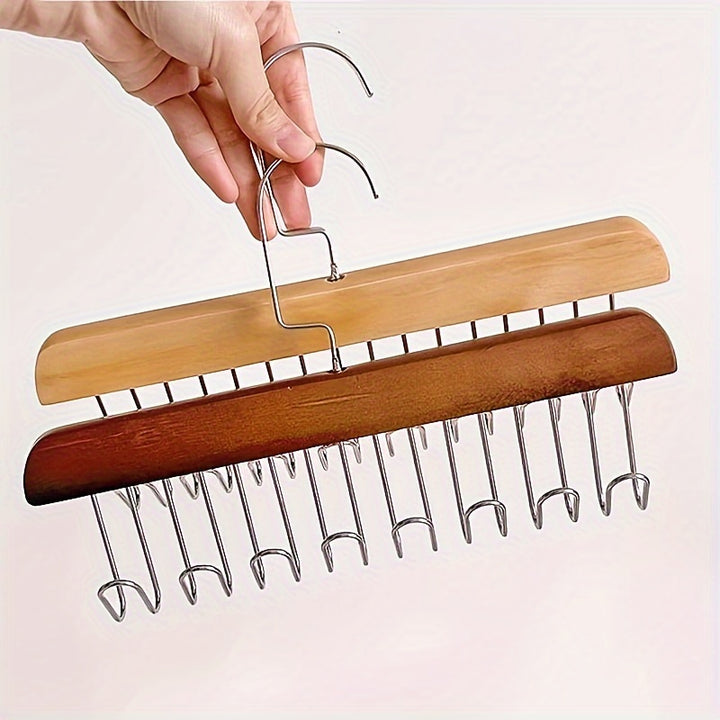 Heavy-Duty Space-Saving Hanger Hooks - Underwear, Hats, Bags Organizer - Sturdy Recycled Wood Hooks for Closet, Dorm, Retail Stores - Closet Organizer with Hanging Rack, Retail Display Accessories, Wave Pattern Design, Metal