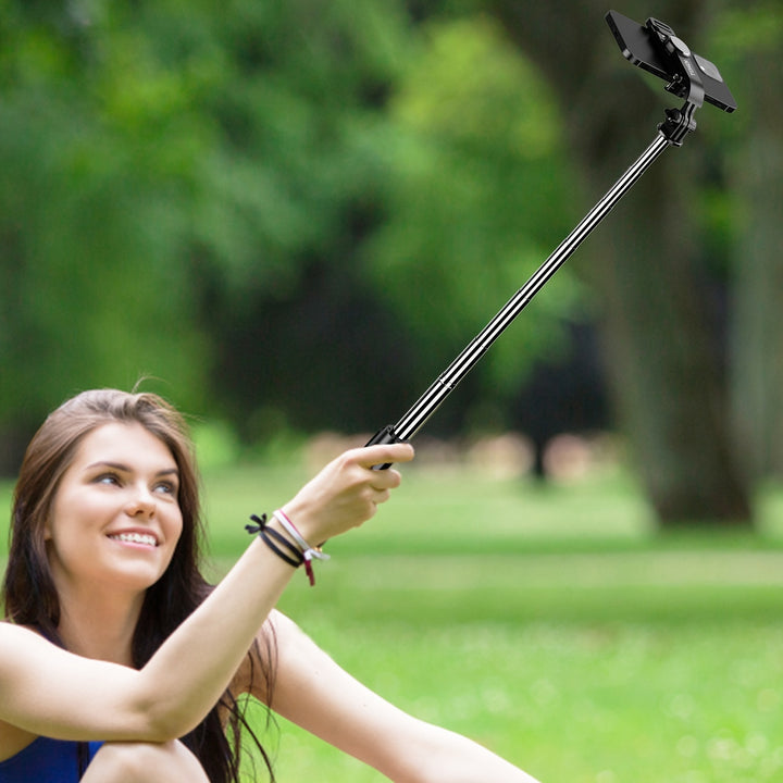 Erweiterbarer 40" Selfie-Stick Stativ - All-in-1 Smartphone-Ständer mit kabelloser Fernbedienung 360°-Drehung - Kompatibel mit iPhone 14/13/12/12 Pro/11/11 Pro/XS/XR/X/8/7 Plus, Samsung, Google, LG, Sony Smartphones