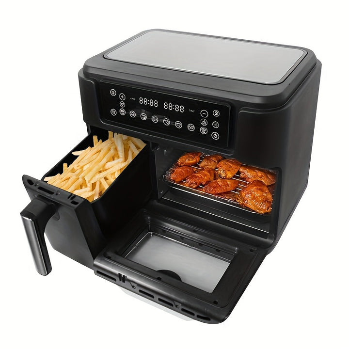 Friteuse à air intelligente à écran tactile double panier de grande capacité XL 3,5QT - Grills électriques avec fonction 2-en-1 de friteuse à air et four 8QT, friture saine, grillade, déshydratation, et plus, design pratique, rapide et gain de place.