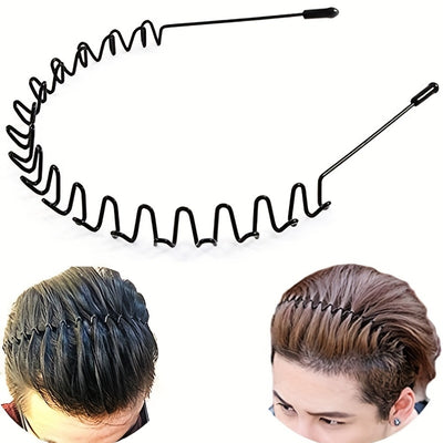 Metal Hair Band For Men Headband Women Hair Bands Men Unisex Black Wavy Spring Outdoor Sports Headbands For Men's Hair Band Hoop Clips Women Accessories Simple Elastic Non Slip Head Band Headwear, Ideal choice for Gifts