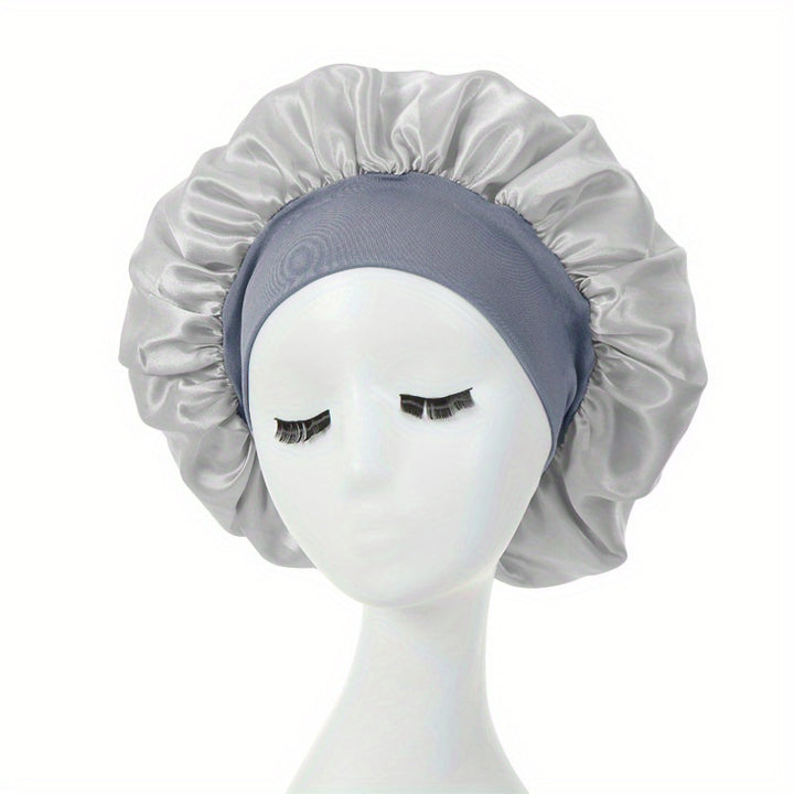 1 pieza de Bonete de Satén Sedoso para Cabello Rizado - Gorro de Noche de Banda Ancha para Niñas y Mujeres - Funda para el Cabello Suave y Cómoda para Dormir y Estilizar