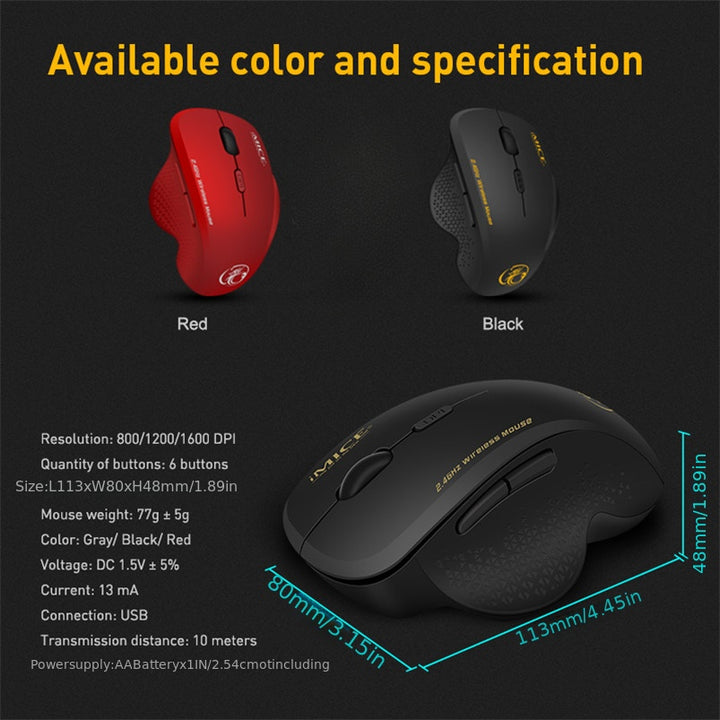 Wireless Mouse Ergonomic Computer Mouse PC Optical Mause With USB Receiver 6 Buttons 2.4Ghz Wireless Mice 1600 DPI For Laptop