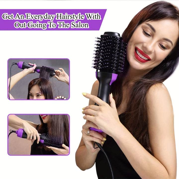 Brosse soufflante 4-en-1 avec température réglable - Réduit les frisottis et l'électricité statique pour tous les styles de cheveux avec des ions négatifs, poignée ergonomique - Brosse soufflante