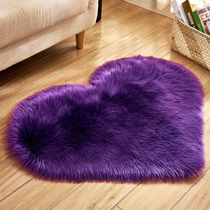 Heart Shaped Fluffy Shaggy Faux Fur Rug - 1pc Plush Carpet for Living Room Bedroom Sofa - 50*60cm/19.68*23.62in Area Mat