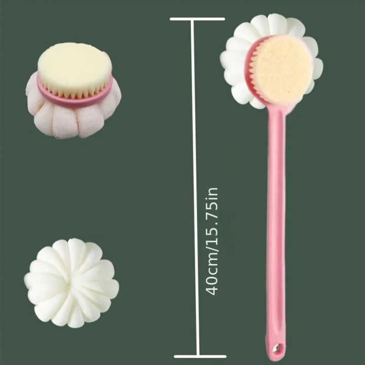 Soft Nylon Back Scrubber with Long Handle - No Fragrance, Battery-Free, Bath & Shower Accessories